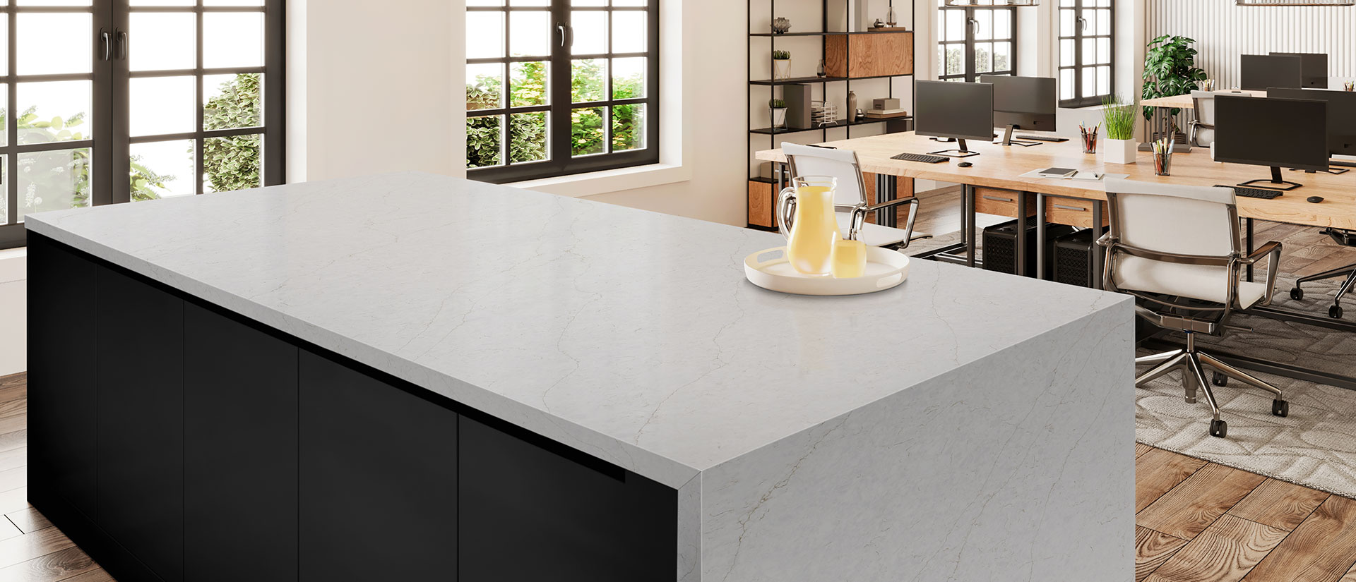 Calacatta Karmelo Quartz countertop installed — view 3