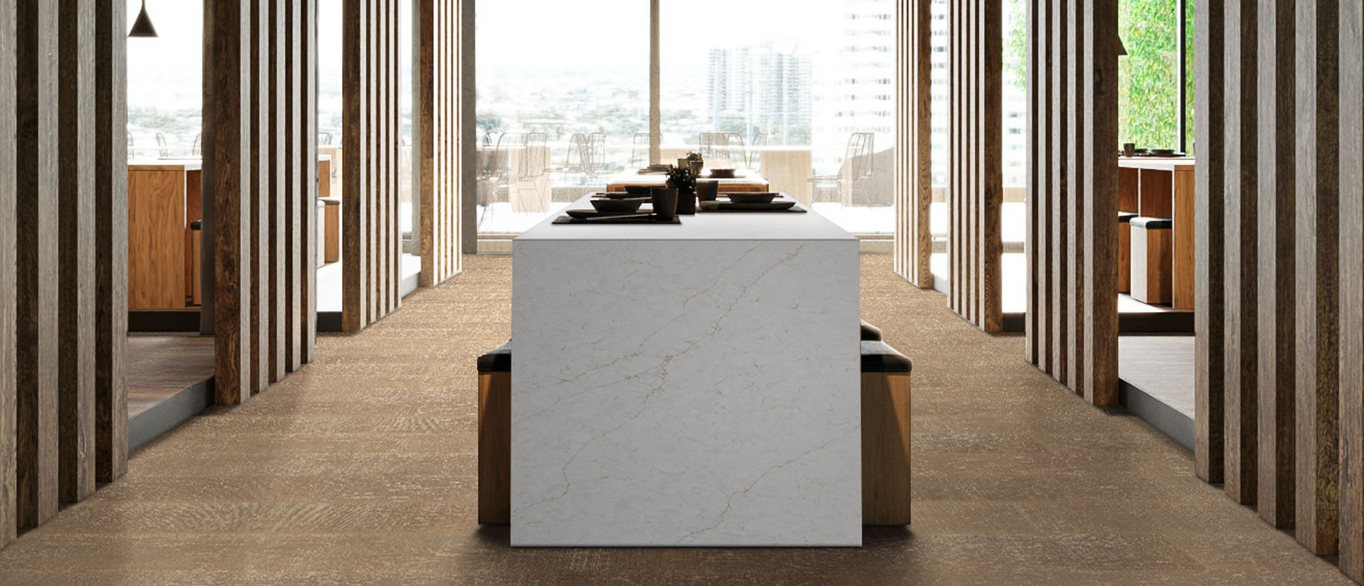 Calacatta Karmelo Quartz countertop installed — view 4