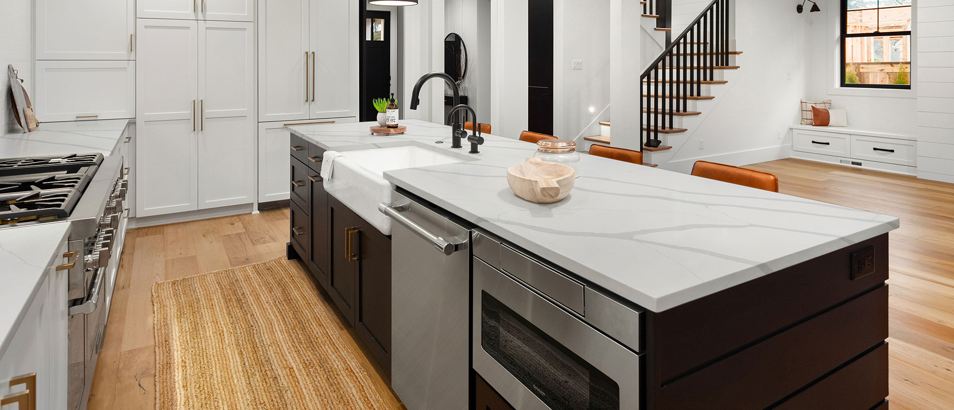 Calacatta Sierra Quartz countertop installed