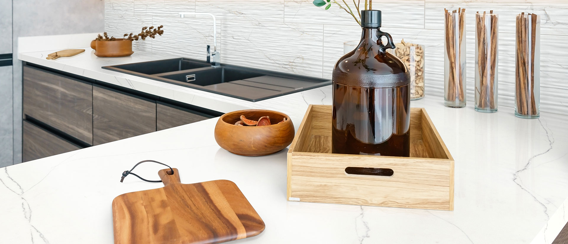 Calacatta Trevi Quartz countertop in a kitchen — view 2