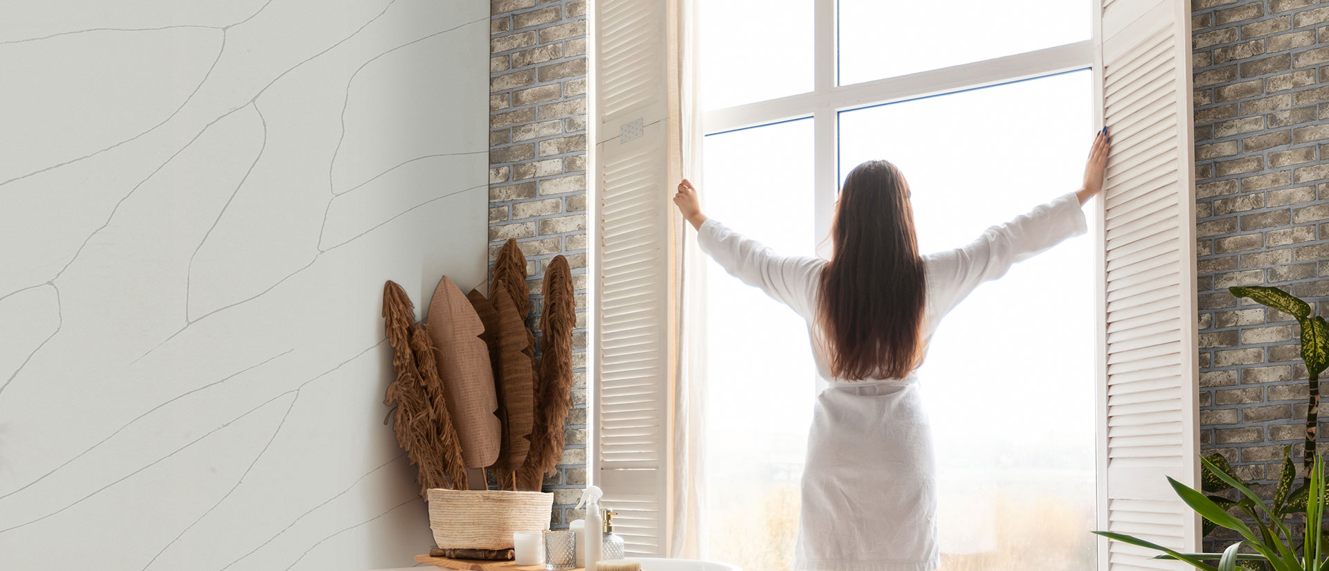 Calacatta Ultra Quartz countertop in a bathroom — view 2