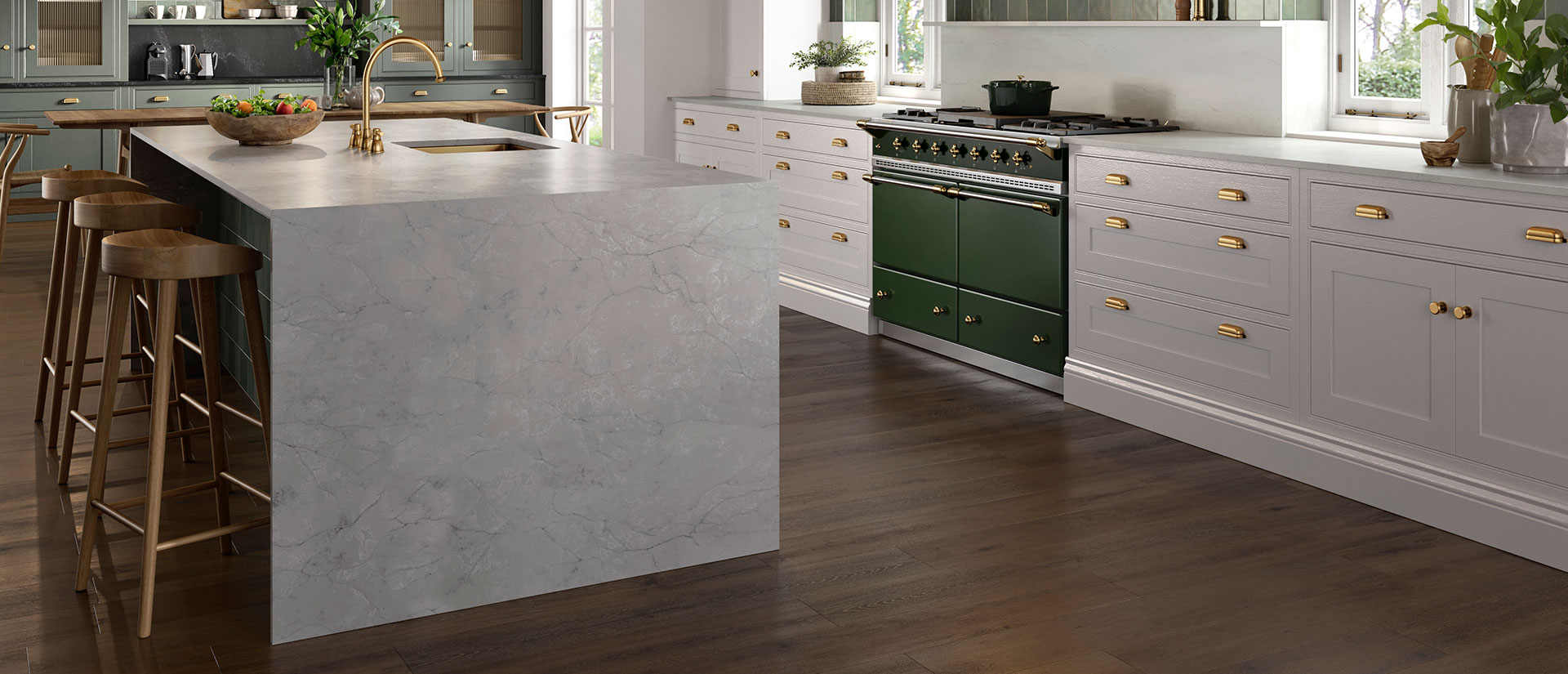 Calacatta Versailles Quartz countertop installed — view 3