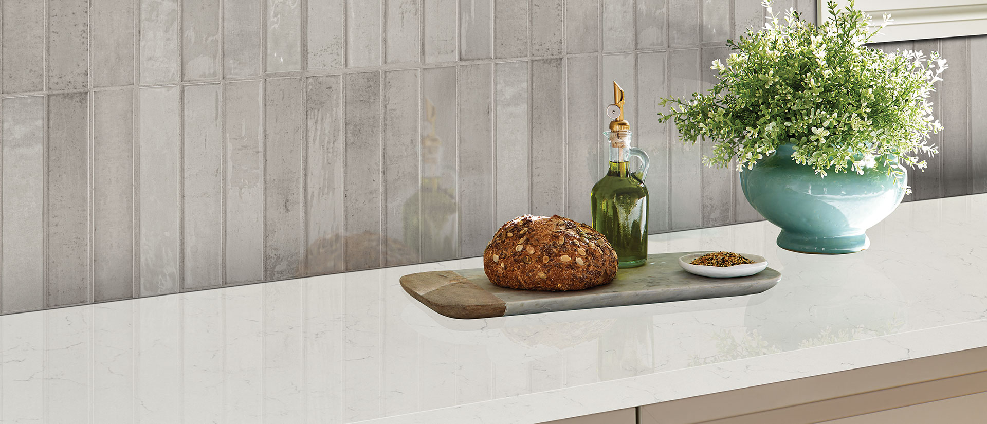 Carrara Delphi Quartz countertop in a kitchen