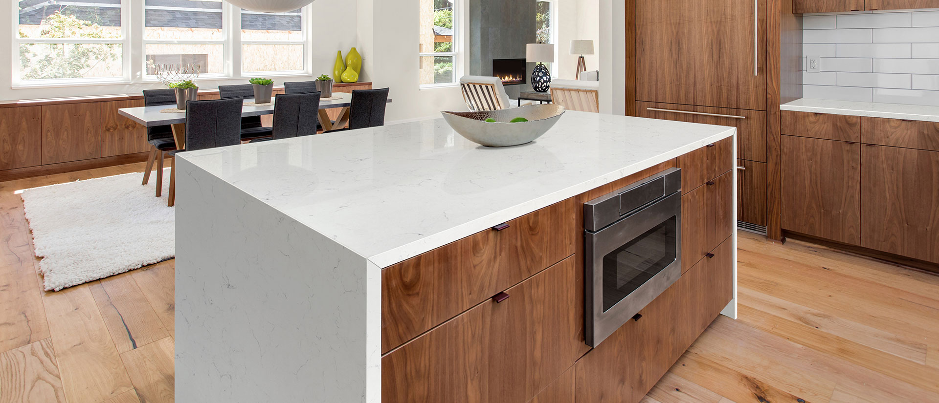 Carrara Delphi Quartz countertop installed