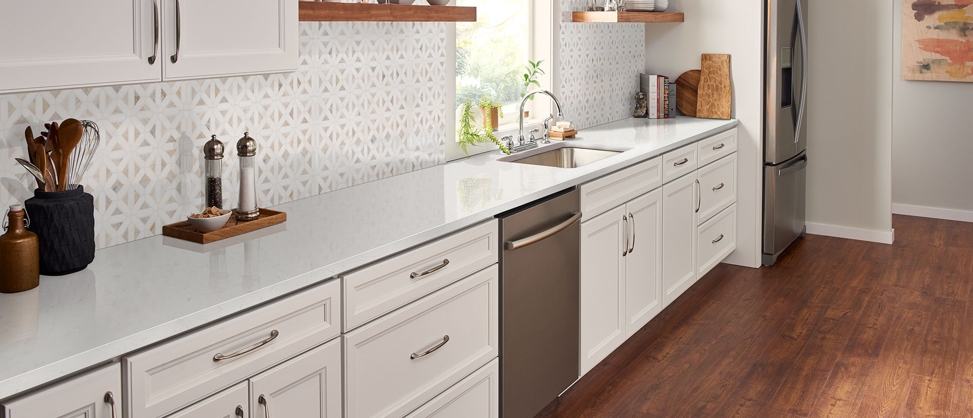Carrara Miksa Quartz countertop installed — view 6