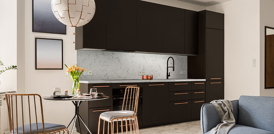 Carrara Mist Quartz countertop installed — view 4