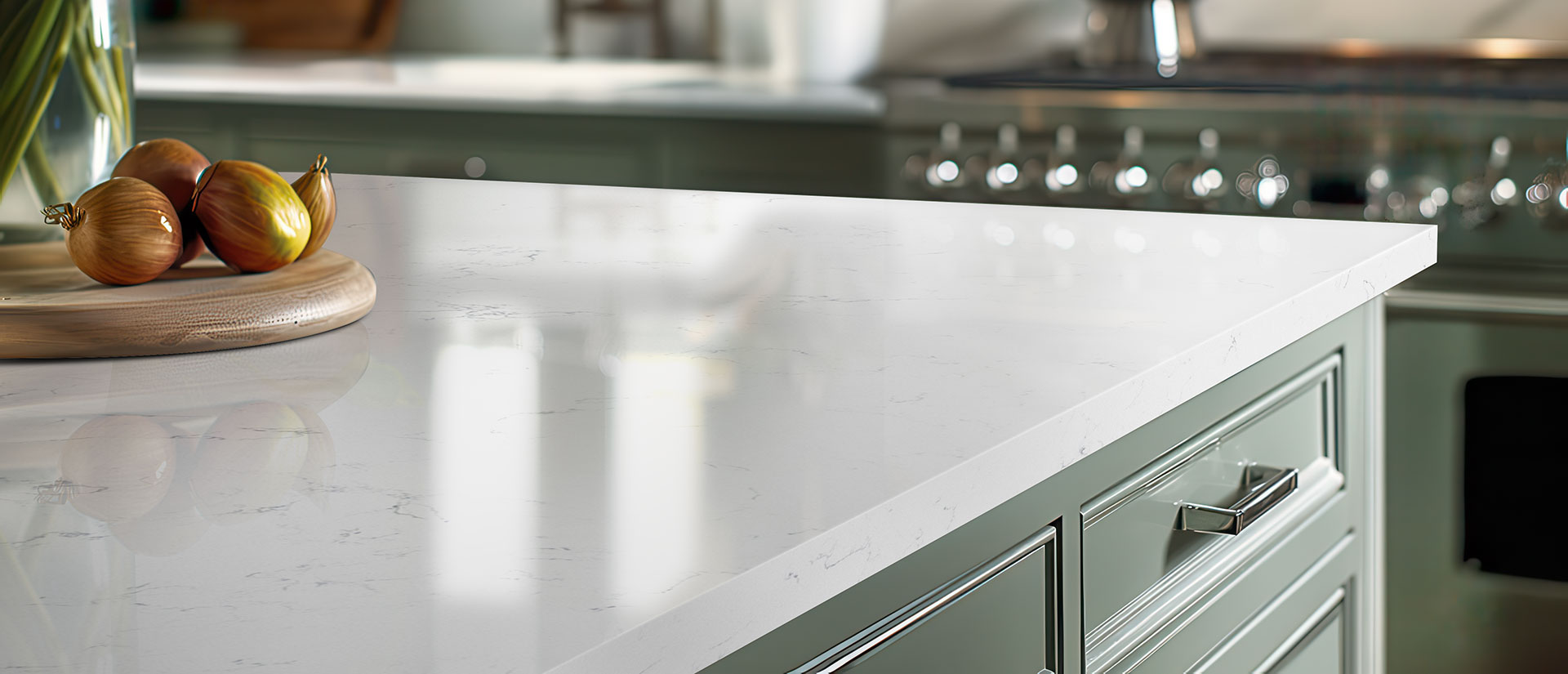 Carrara Morro Quartz countertop in a kitchen — view 3