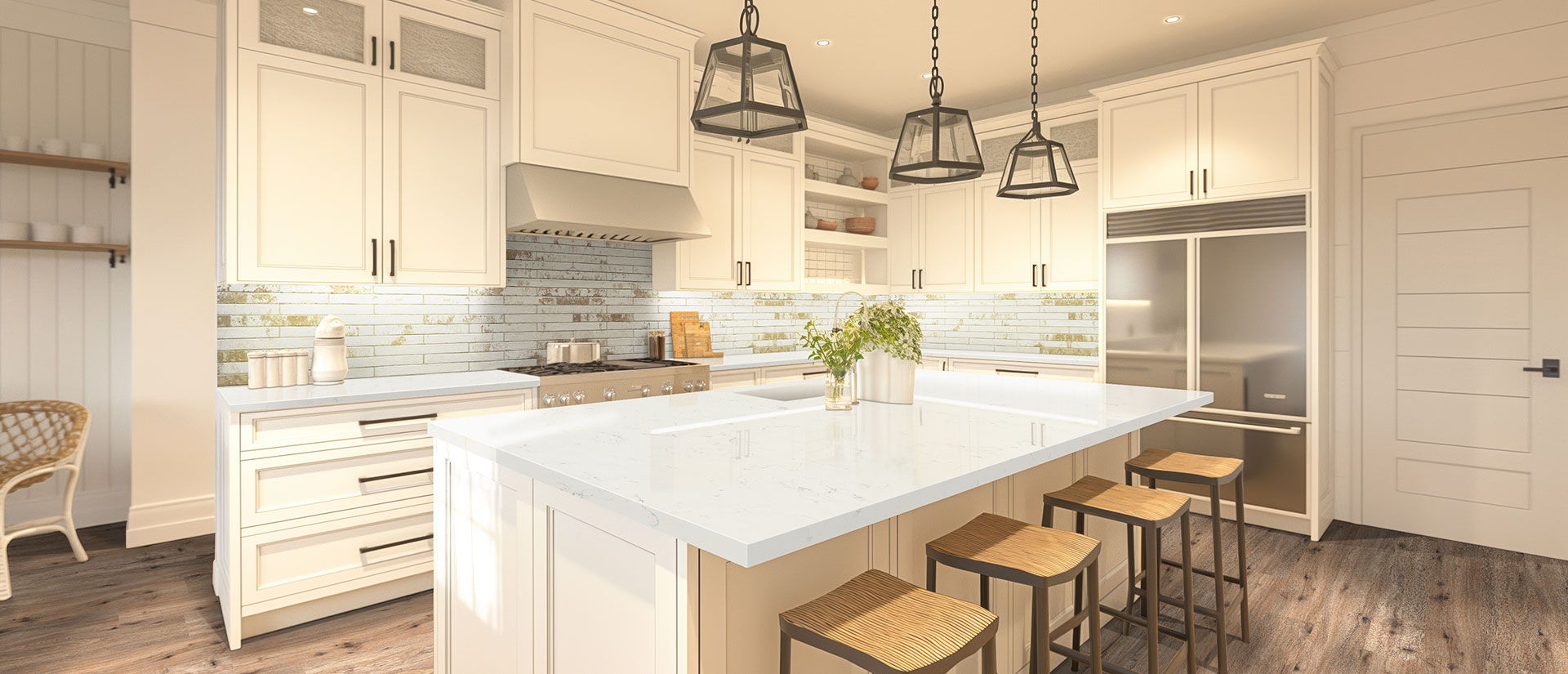 Carrara Morro Quartz countertop in a kitchen — view 4