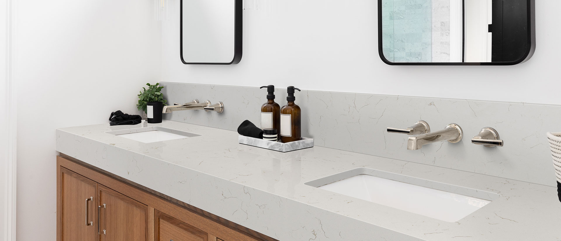 Carrara Trigato Quartz countertop installed — view 3