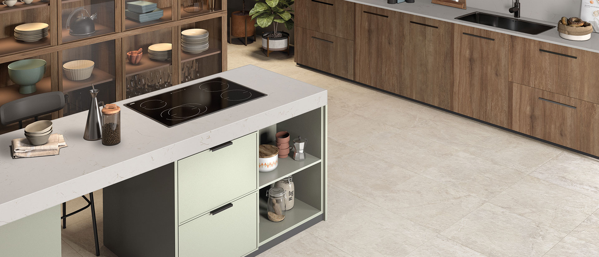 Carrara Trigato Quartz countertop installed — view 6