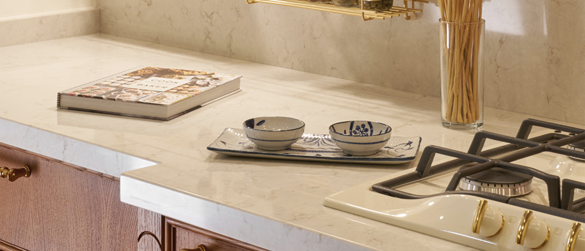 Cashmere Taj Quartz countertop installed