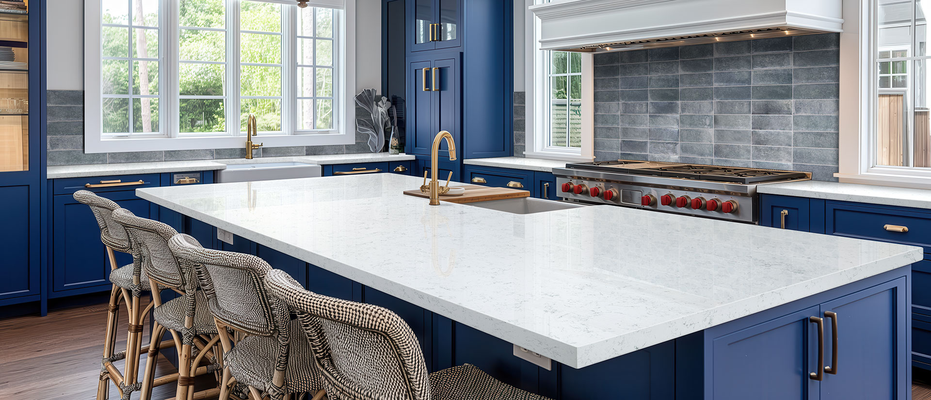Fairy White Quartz countertop in a kitchen — view 3