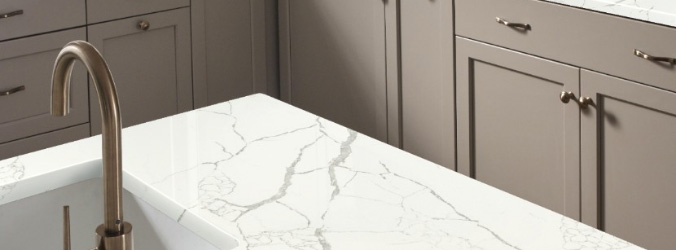 Frost White Quartz countertop in a kitchen — view 2
