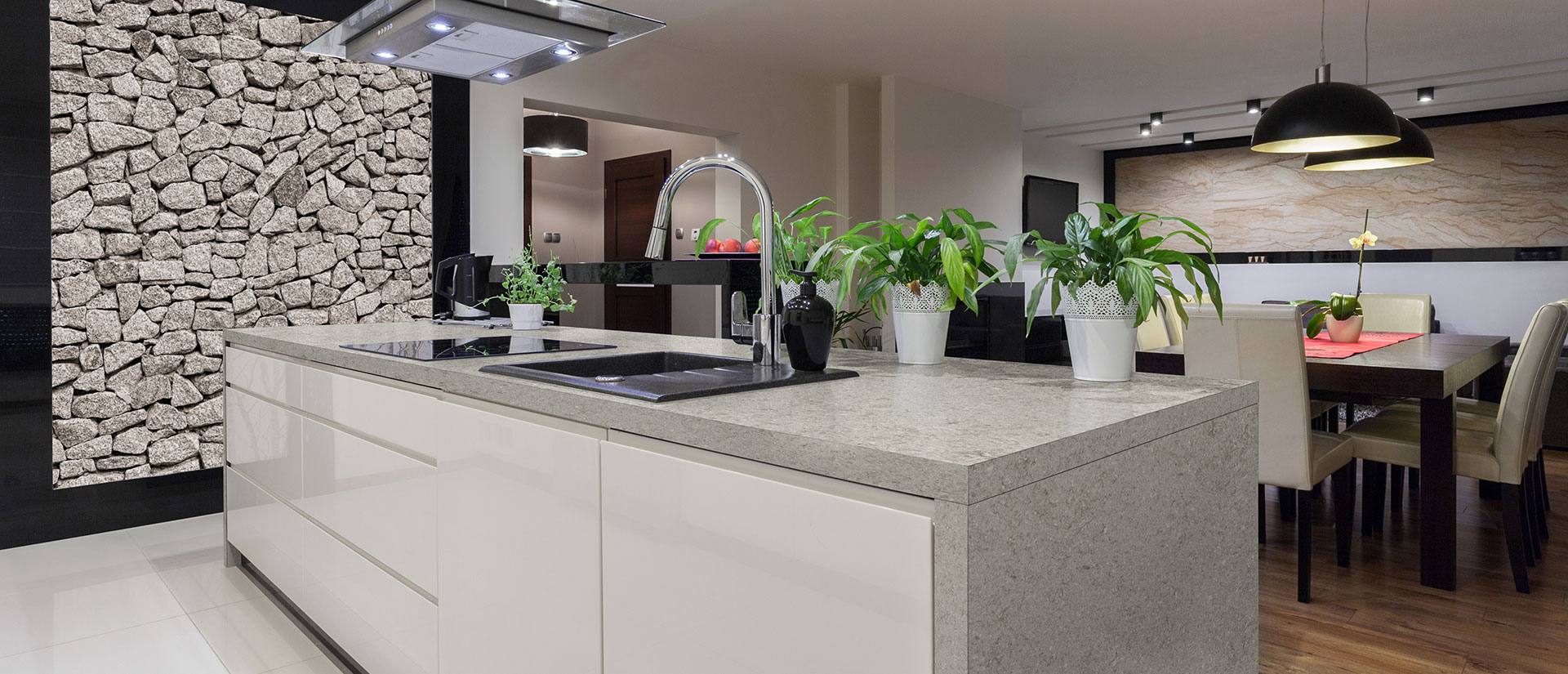 Gray Lagoon Quartz countertop installed — view 4