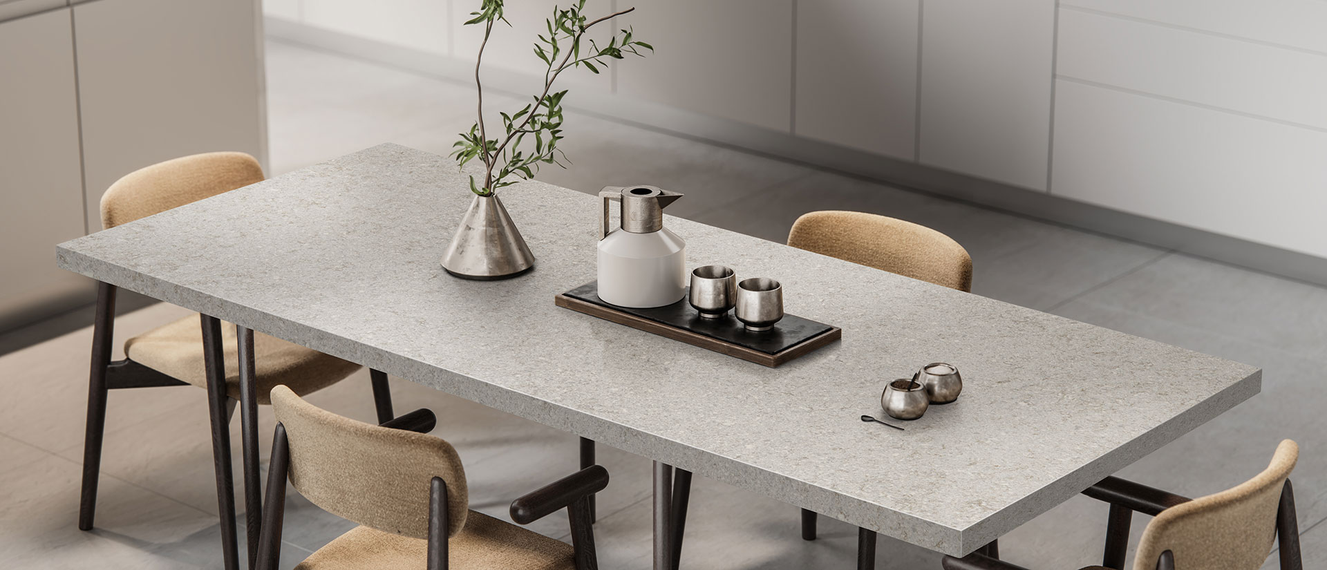 Gray Lagoon Quartz countertop installed — view 6