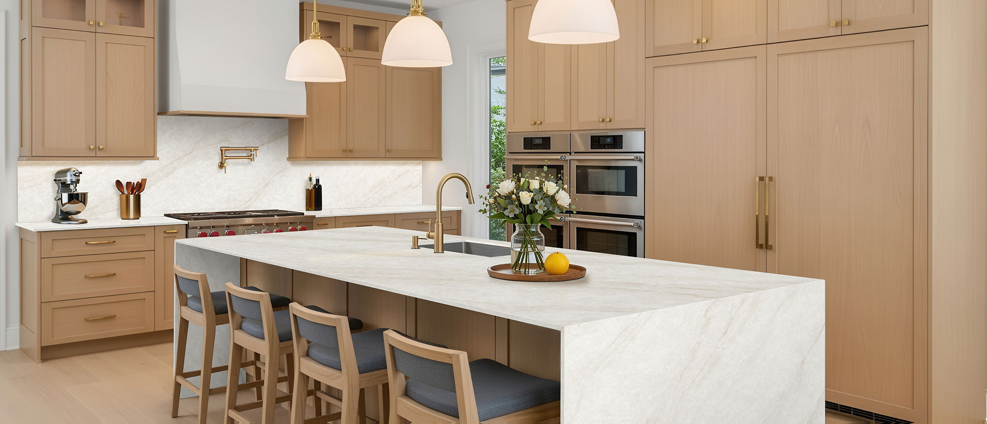 IvoriTaj Brushed ™ countertop in a kitchen