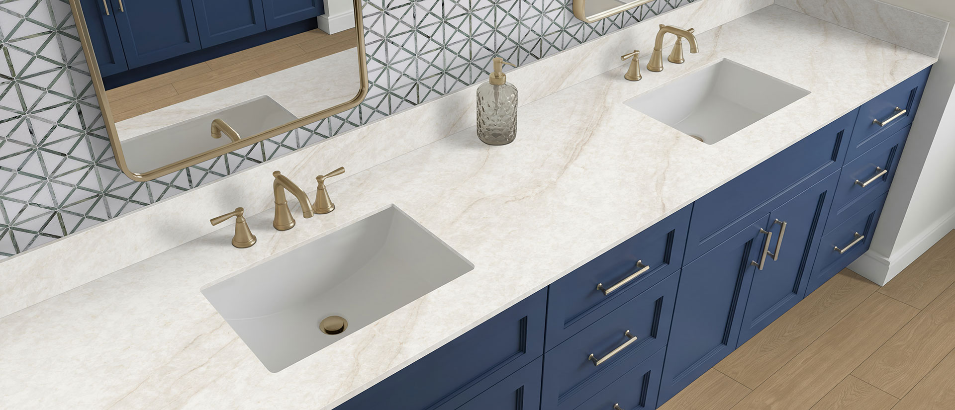 IvoriTaj Brushed ™ countertop in a bathroom