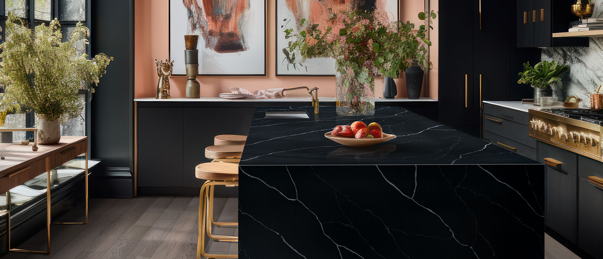 Marquina Midnight ® countertop installed — view 3
