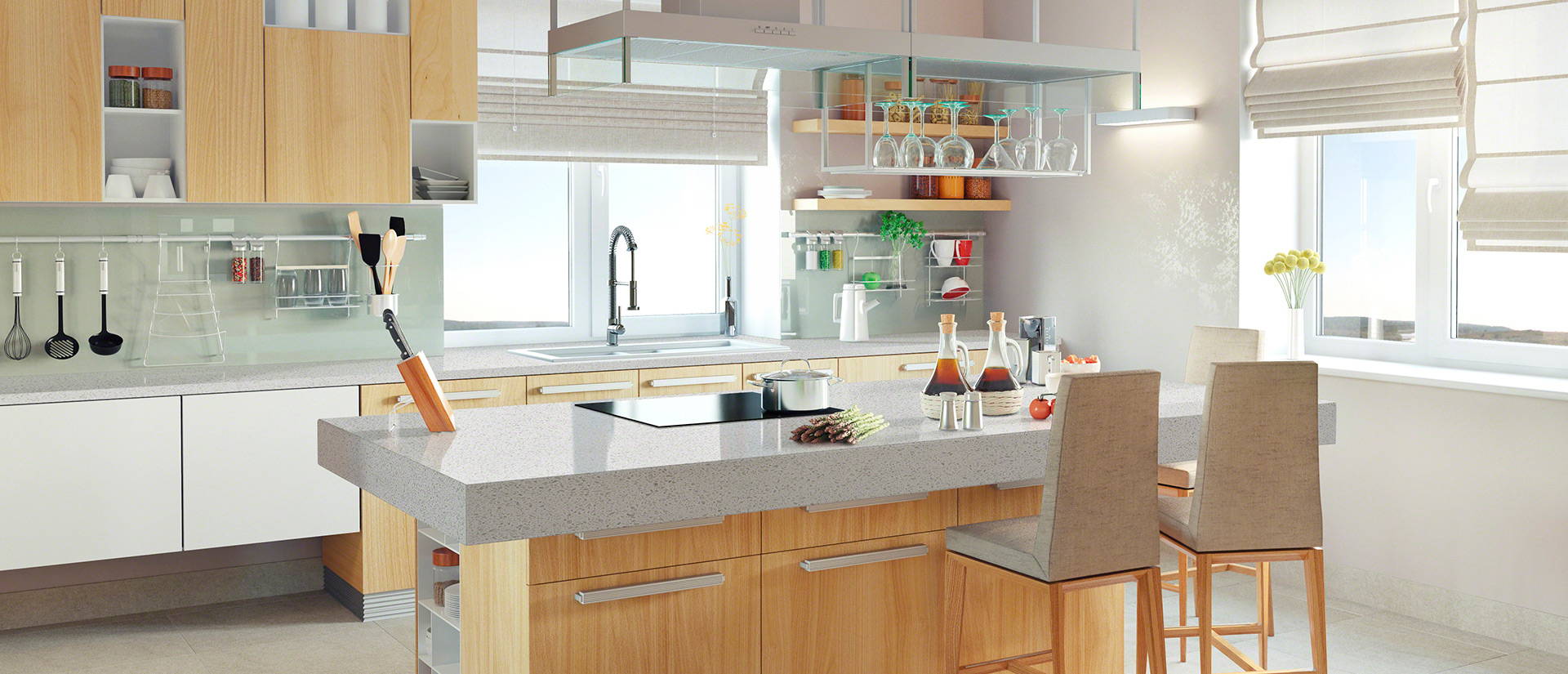 Meridian Gray ® countertop installed — view 2