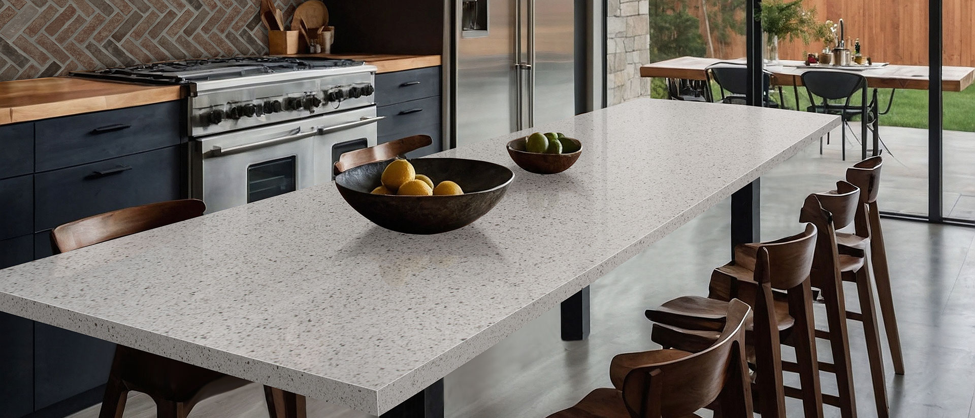Peppercorn White Quartz countertop in a kitchen — view 3