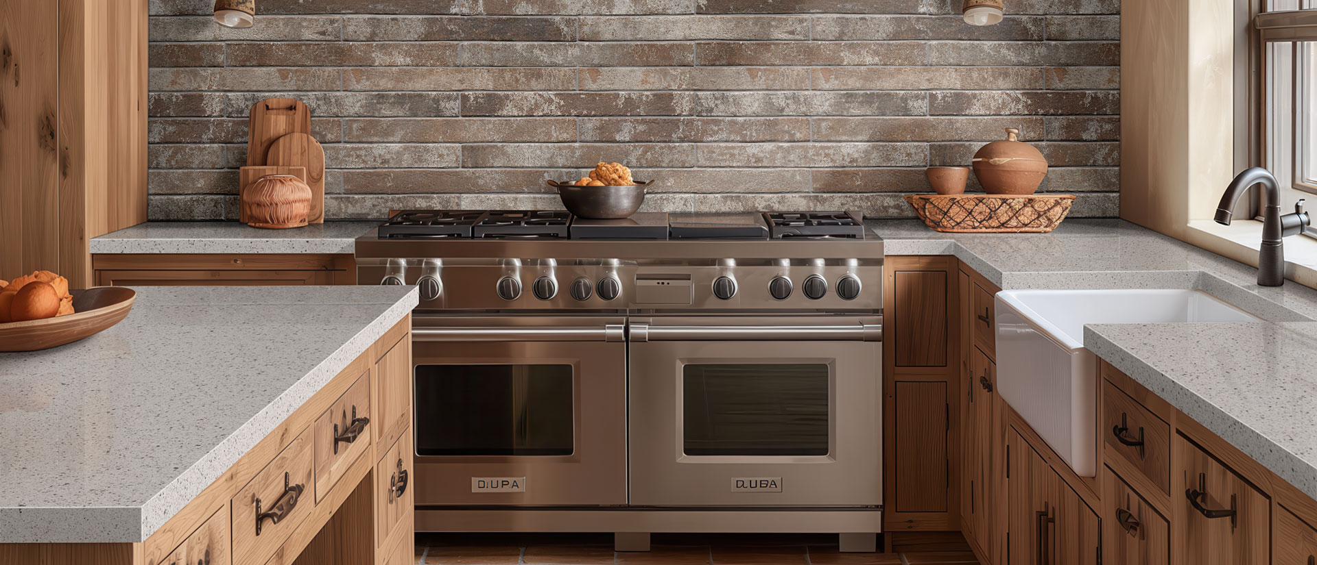 Peppercorn White Quartz countertop in a kitchen — view 4