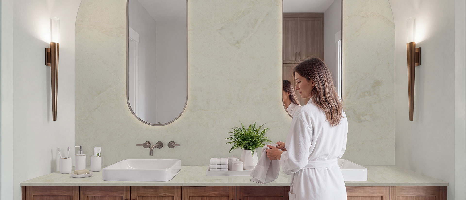 Serataj Brushed ™ countertop in a bathroom