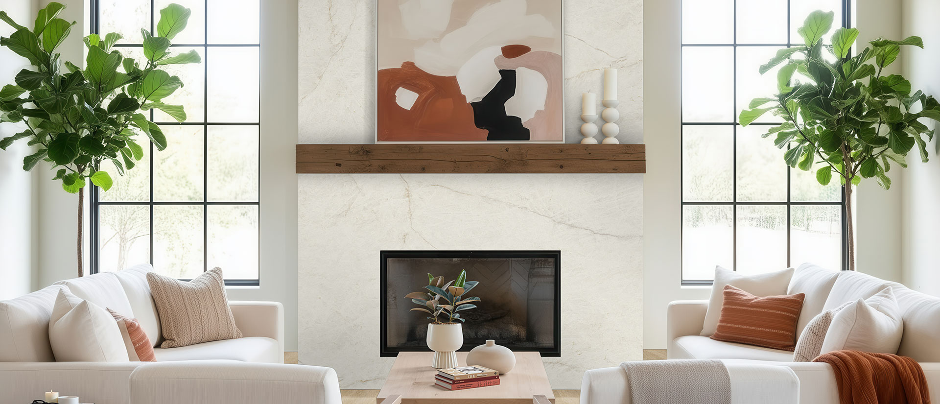 SoliTaj Brushed ™ countertop in a living room