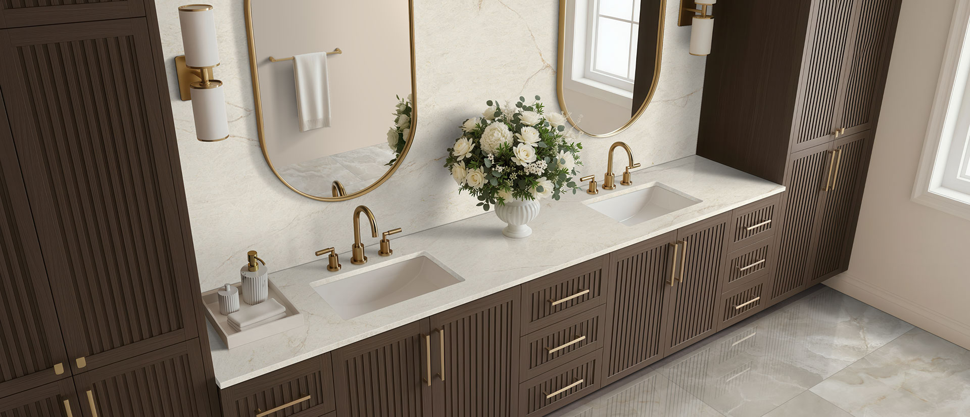 SoliTaj Brushed ™ countertop in a bathroom