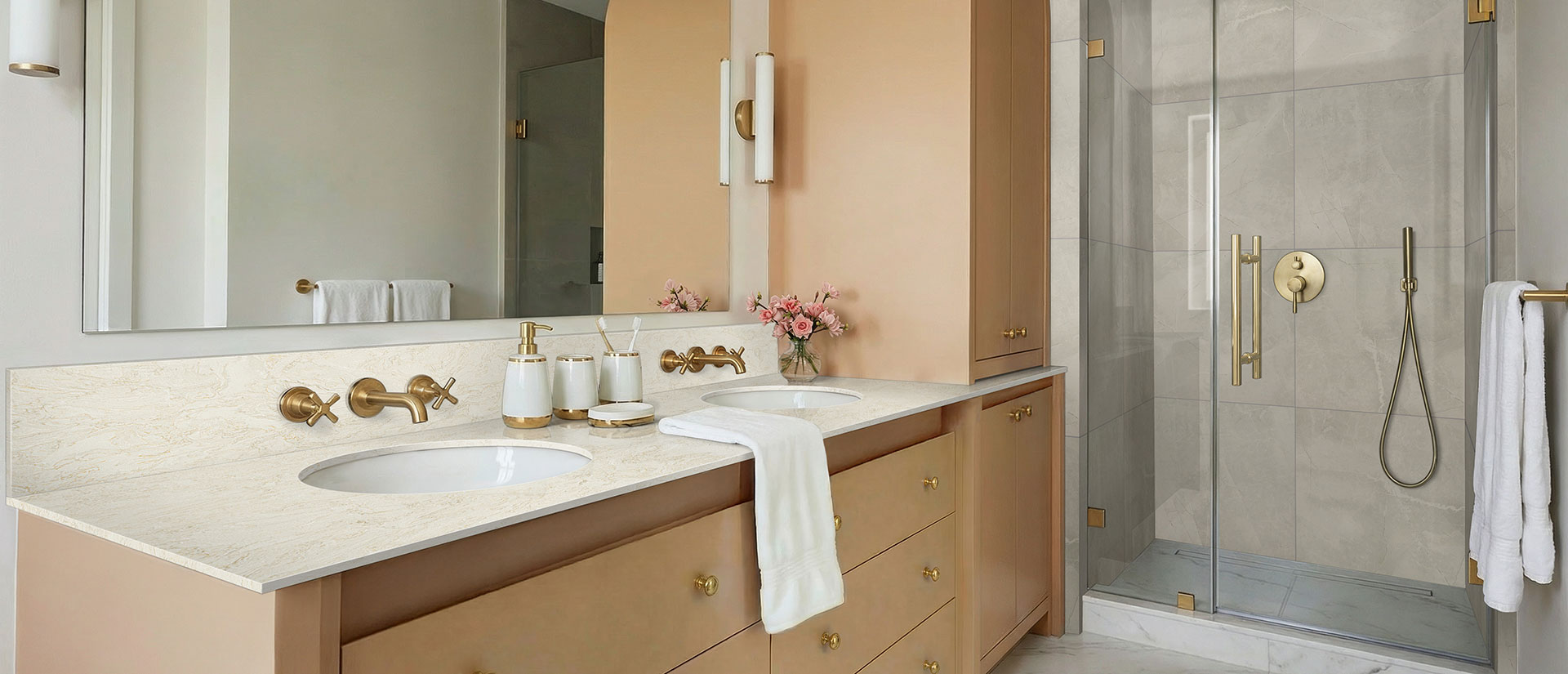 Travataj ™ countertop in a bathroom