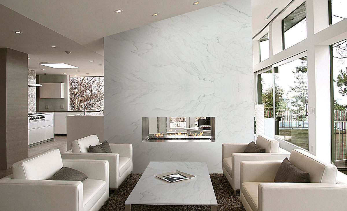 Calacatta Montreal Quartzite countertop installed — view 2