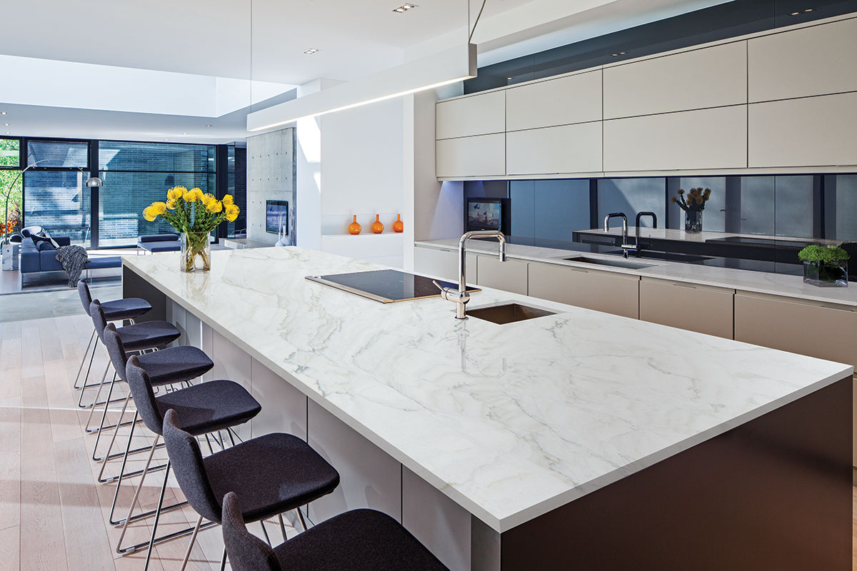 Calacatta Montreal Quartzite countertop installed — view 5