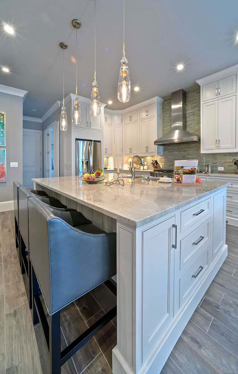 Madreperola Quartzite countertop installed — view 5