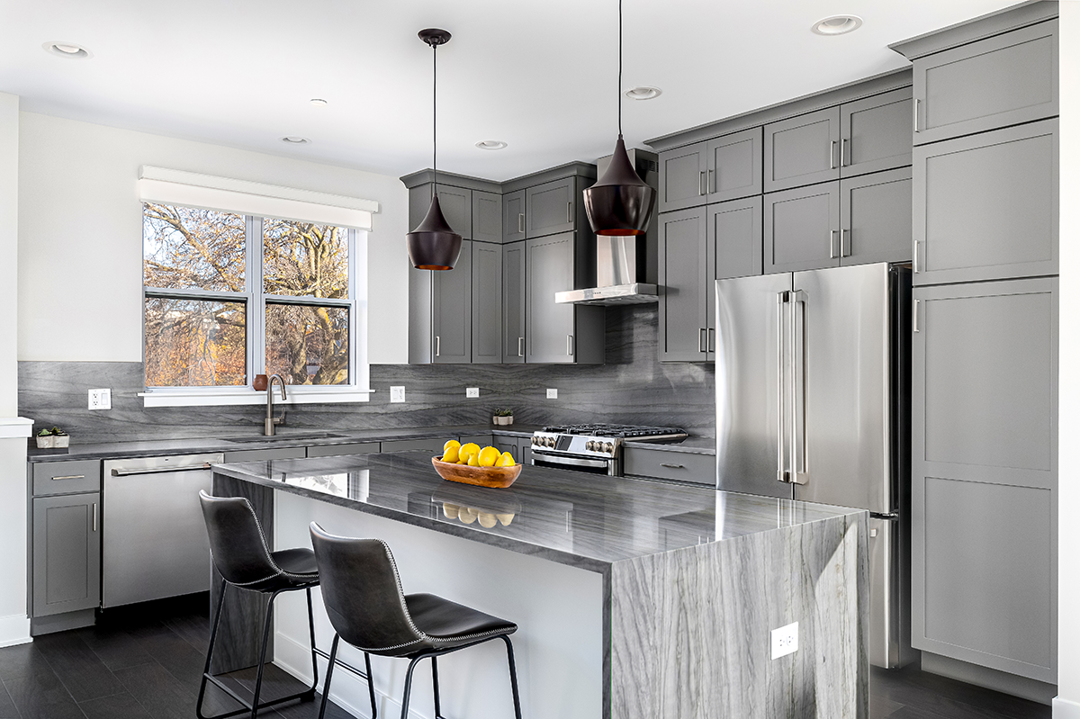 PLATINUM GRAY QUARTZITE countertop installed — view 3