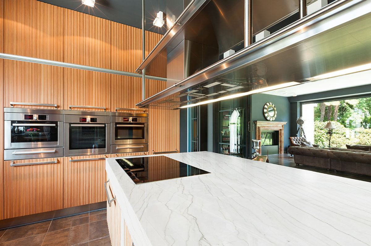 White Montreal Quartzite countertop installed — view 4